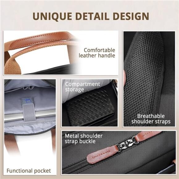 3 in 1 Laptop Bag for Men Women Backpack Messenger Briefcase Work Travel Bag - Picture 4 of 7